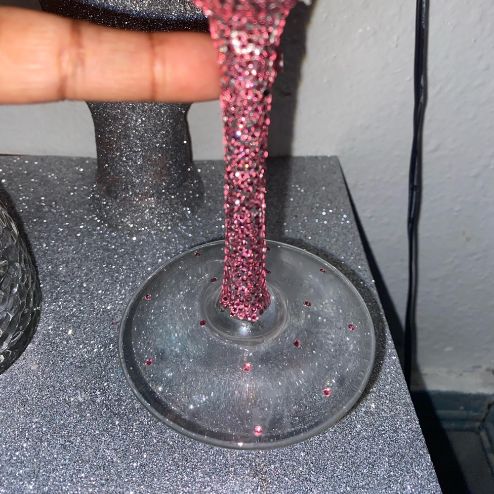 Pink rhinestones champagne flute ( made to order)